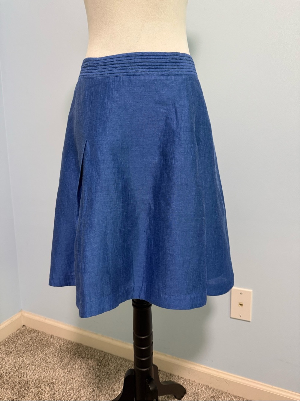 Maeve anthropologie linen blend side pockets lined blue‎ mini skirt size 12